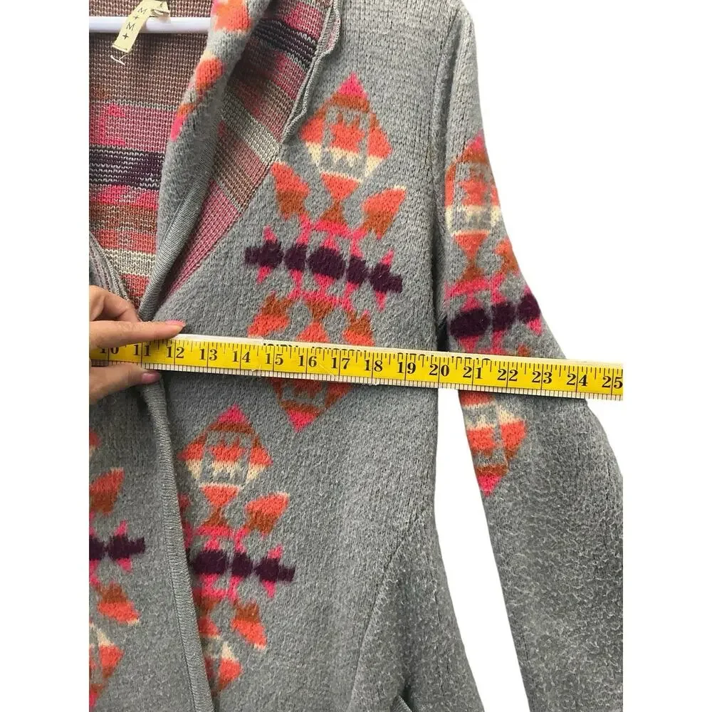 Free People We The Free Navajo Aztec Cardigan Wool Sweater Jacket Sz M - Picture 14 of 16